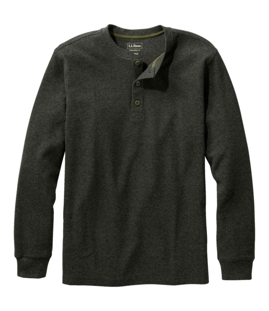 Men's Unshrinkable Mini-Waffle Henley, Long-Sleeve Traditional Fit