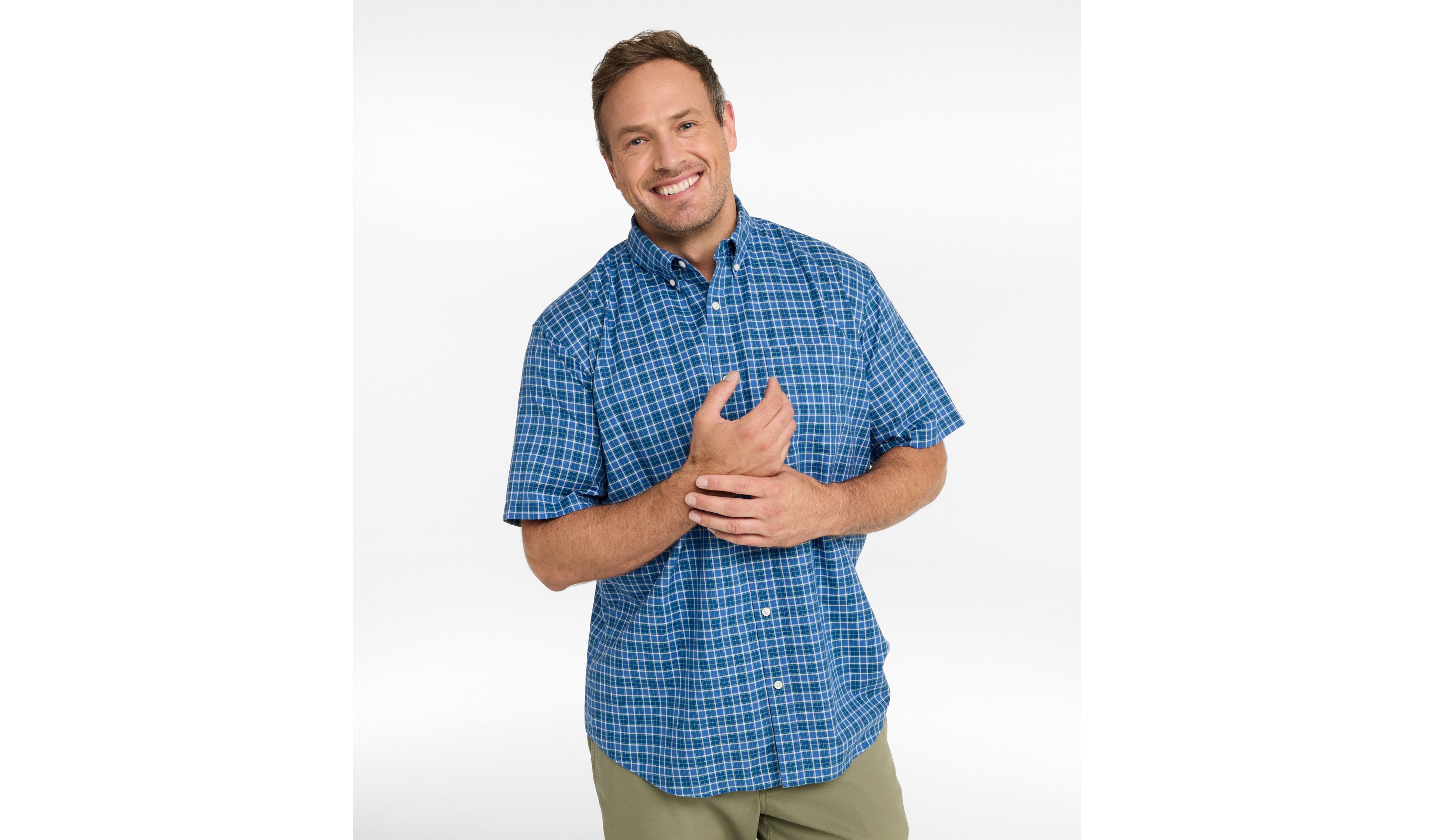 Men's Wrinkle-Free Kennebunk Sport Shirt, Traditional Fit, Short-Sleeve, Check