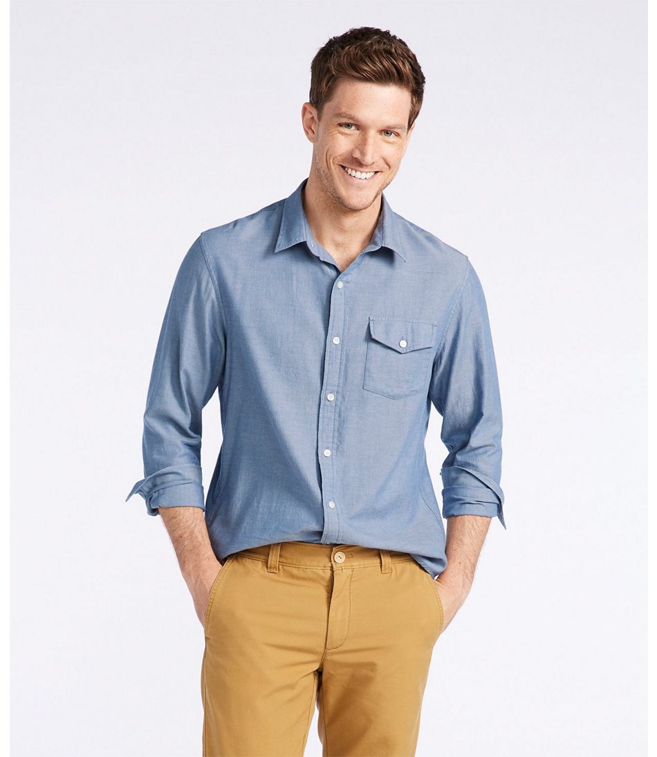 Men's Signature Herringbone Twill Shirt, Long-Sleeve