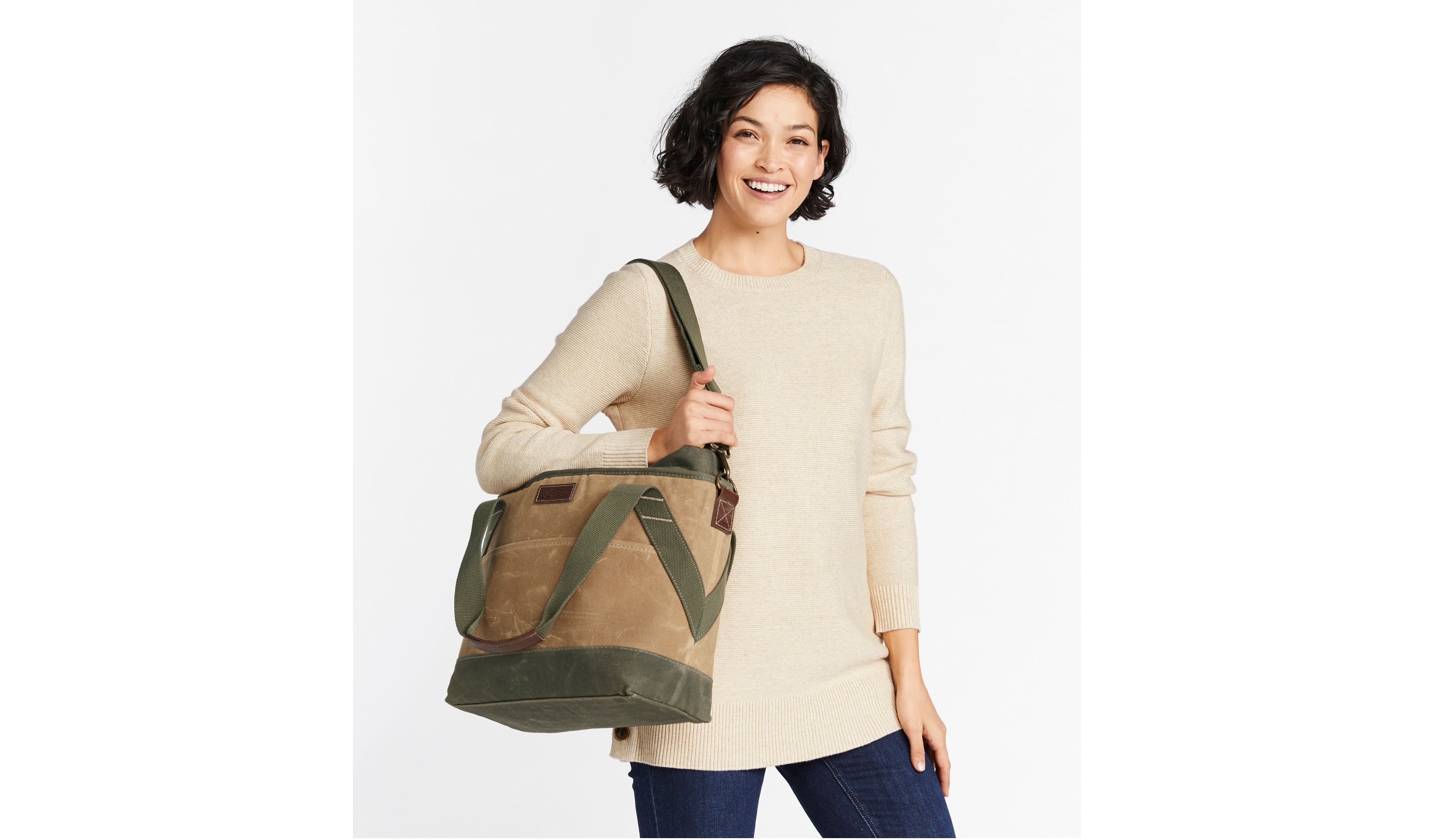 Insulated Waxed-Canvas Tote, Medium