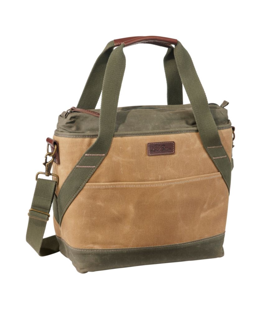 Insulated Waxed-Canvas Tote, Medium, Khaki, small image number 1