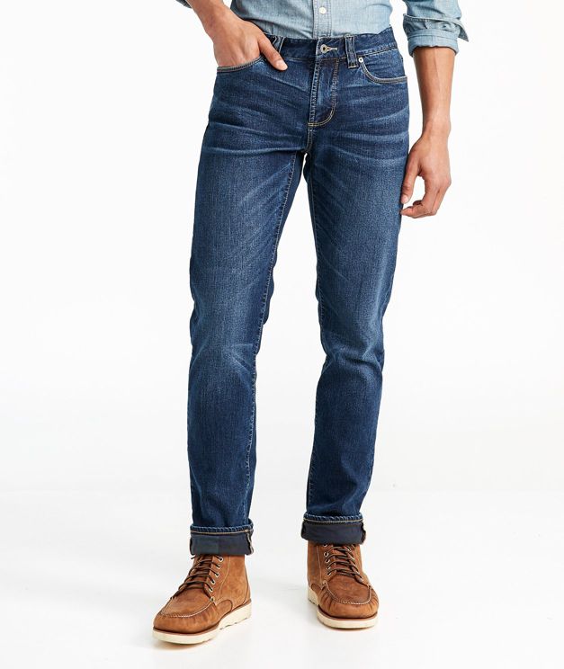 Men's Signature Five-Pocket Jeans with Stretch, Slim Straight Lined