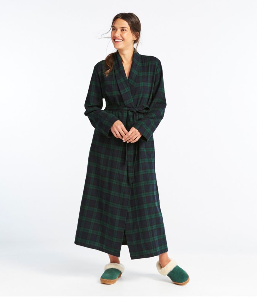 Women's Scotch Plaid Flannel Robe, Rob Roy, small image number 2