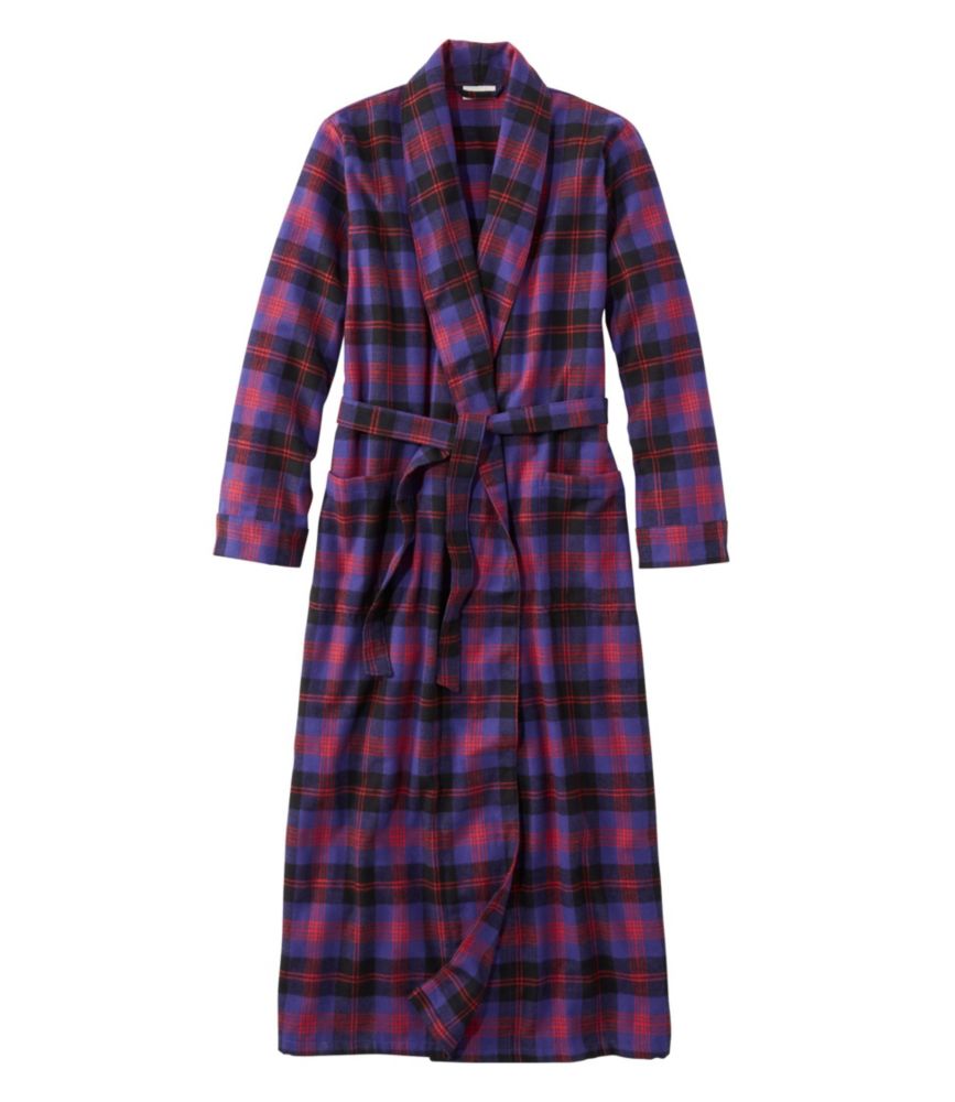 Women's Scotch Plaid Flannel Robe, Angus, small image number 1