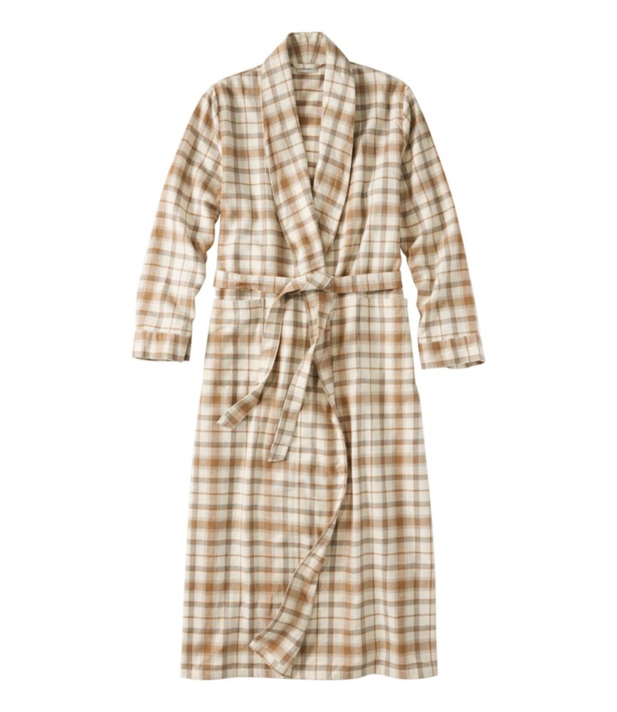 Women's Scotch Plaid Flannel Robe, Bean of Freeport Natural, small image number 1