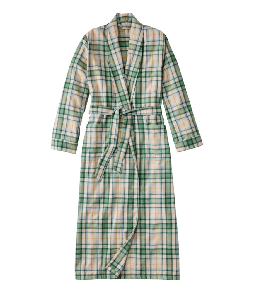 Women's Scotch Plaid Flannel Robe, Bean of Freeport Green, small image number 1