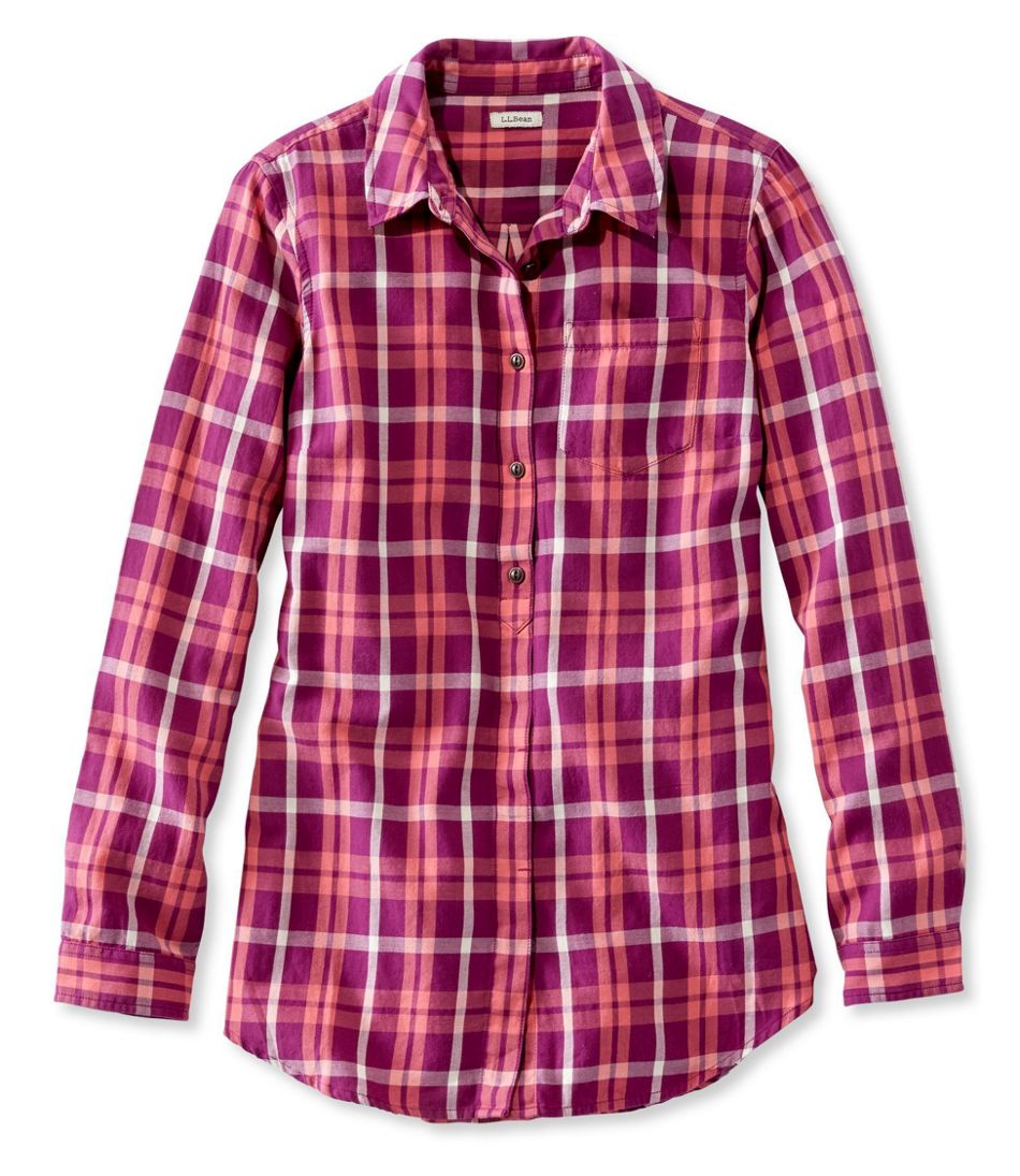 Women's Washed Twill Tunic, Long-Sleeve Plaid | at L.L.Bean