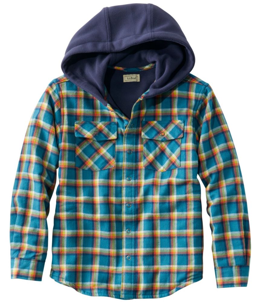 Kids' FleeceLined Flannel Shirt, Hooded Plaid