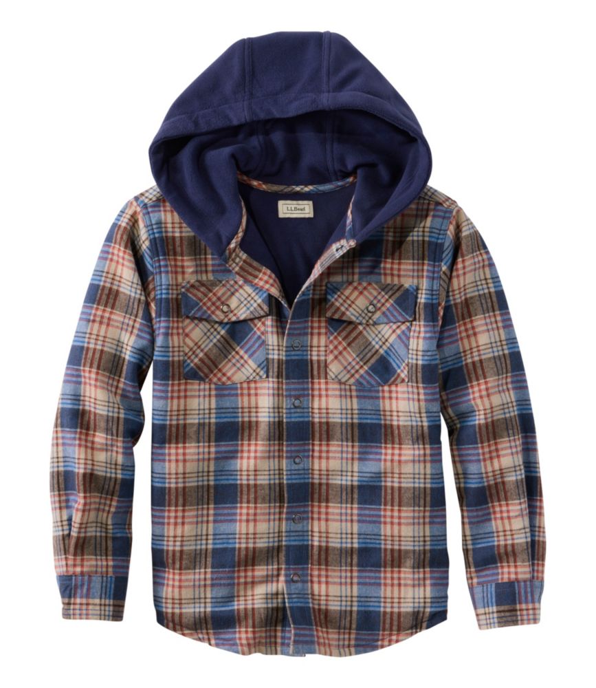 Kids' Fleece-Lined Flannel Shirt, Hooded Plaid