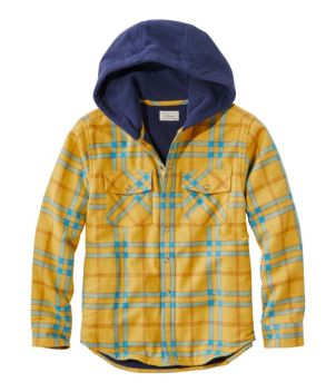 Kids' Fleece-Lined Flannel Shirt, Hooded Plaid