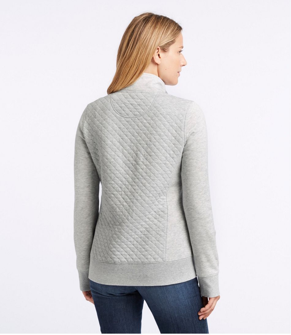 L.L.Bean Women's Quilted Sweatshirt 1/4 Zip Pullover Long Sleeve, Classic Navy / S