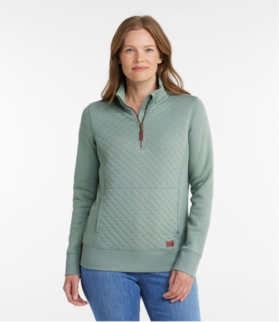 Women's Quilted Sweatshirt, Full-Zip Hooded Long Jacket