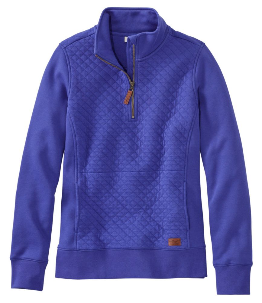 Women's Quilted Quarter-Zip Pullover, Bright Sapphire, small image number 1