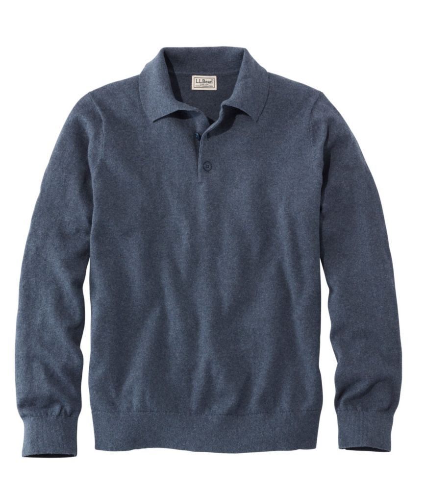 Cotton/Cashmere Sweater, Polo Long-Sleeve