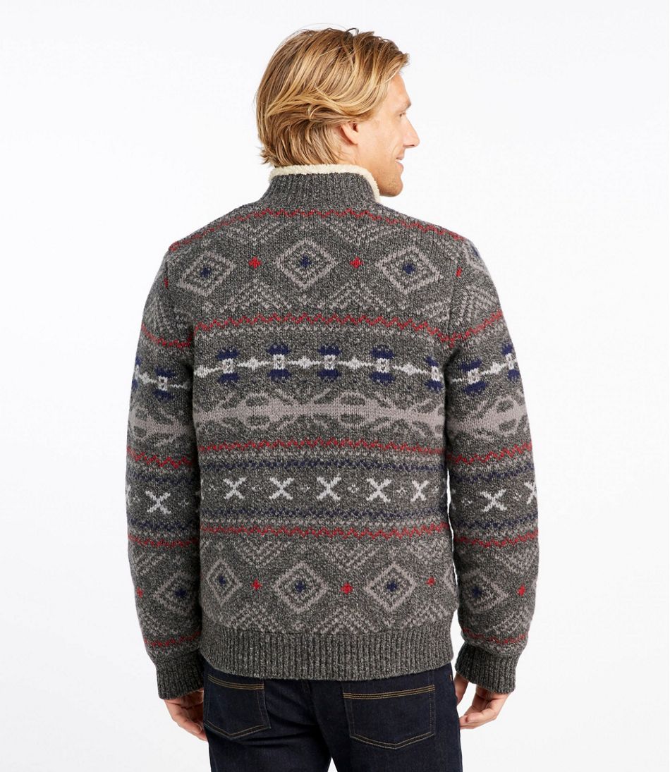 Men's L.L.Bean Classic Ragg Wool Sweater, Full-Zip Sherpa-Lined Fair Isle