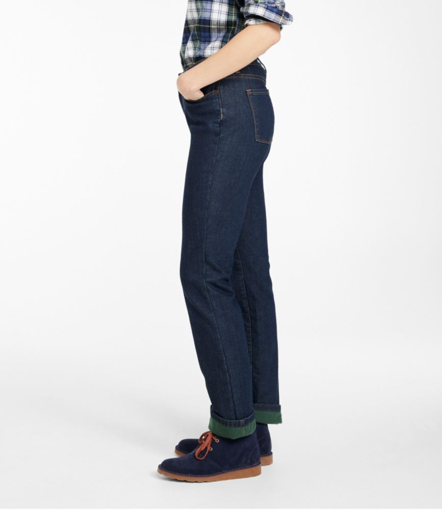 Women's True Shape Jeans, High-Rise Straight-Leg Fleece-Lined, Rinsed, small image number 4