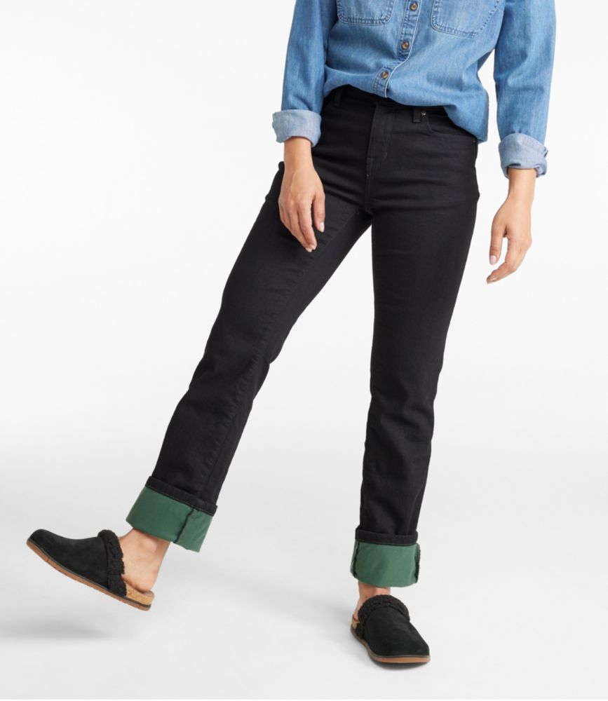 Women's True Shape Jeans, High-Rise Straight-Leg Fleece-Lined