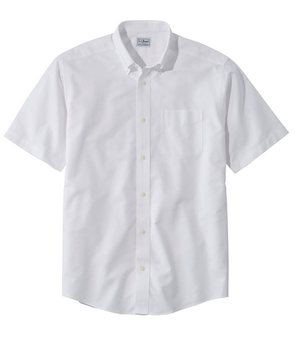 Men's Wrinkle-Free Classic Oxford Shirt, Short-Sleeve, White, largeimage number 0