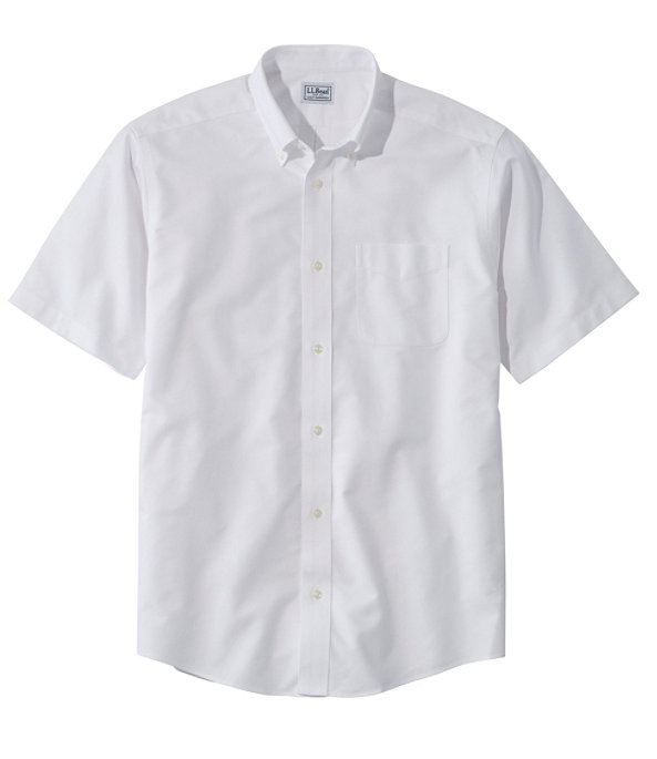 Men's Wrinkle-Free Classic Oxford Shirt, Short-Sleeve, White, large image number 0