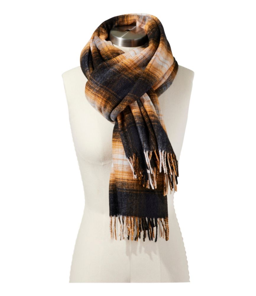 Women's L.L.Bean Wool Scarf, Plaid, Charcoal Heather, small image number 2
