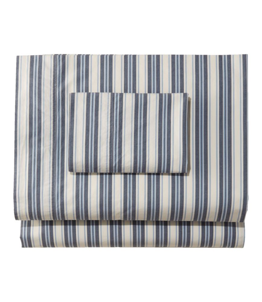 Sunwashed Percale Sheet Collection, Stripe, Mariner Blue, small image number 1