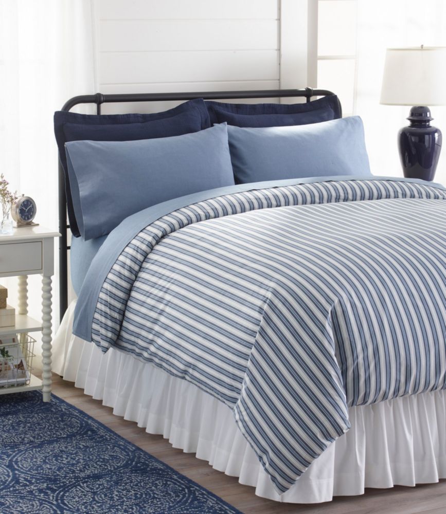 Sunwashed Percale Comforter Cover, Stripe, Mariner Blue, small image number 4