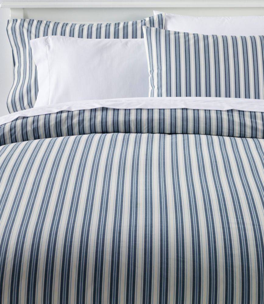 Sunwashed Percale Comforter Cover, Stripe, Mariner Blue, small image number 1