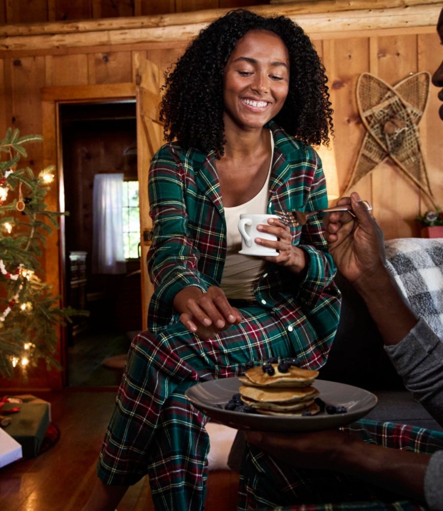 Women's Scotch Plaid Flannel Pajamas, Indigo Tartan, small image number 7