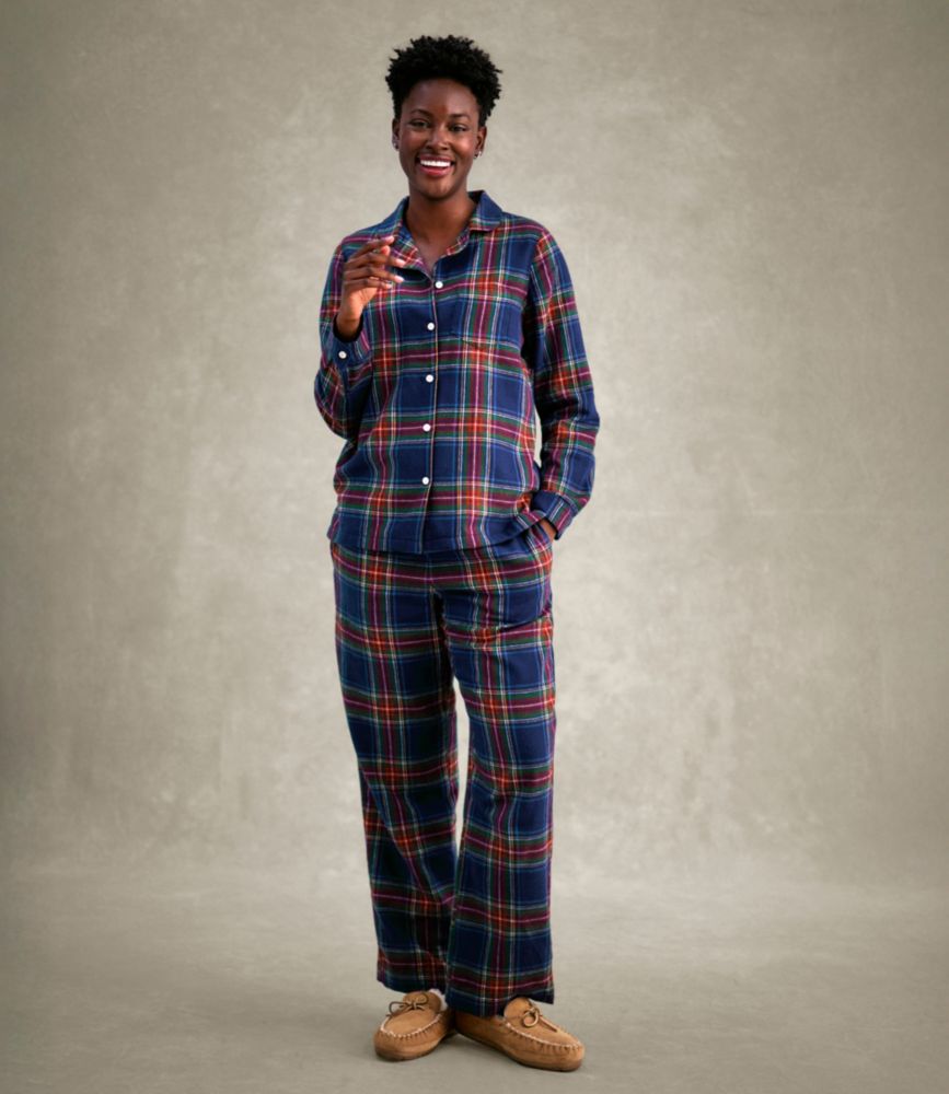 Women's Scotch Plaid Flannel Pajamas, Indigo Tartan, small image number 9