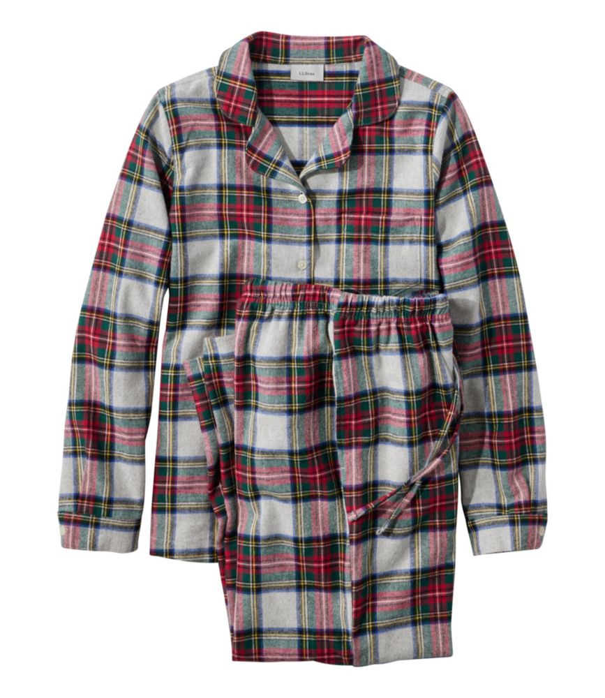 Women's Scotch Plaid Flannel Pajamas, Light Gray Stewart, small image number 1