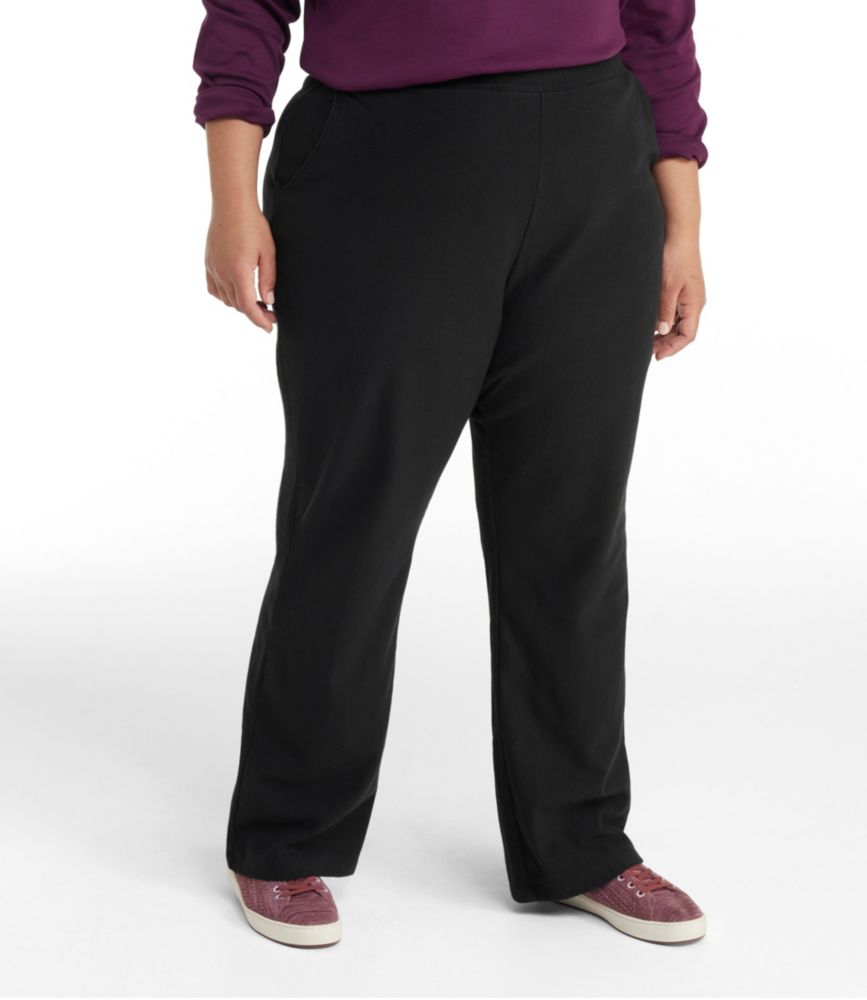 Women's Perfect Fit Pants, Fleece-Backed Straight-Leg, Black, small image number 2