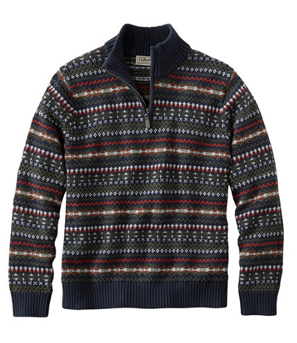 Men's Double L Cotton Sweater, Quarter-Zip Fair Isle | Sweaters at L.L.Bean
