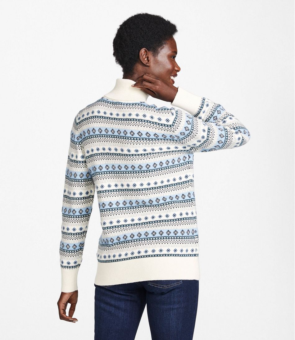 Women's Cotton/Cashmere Sweater, Fair Isle Turtleneck