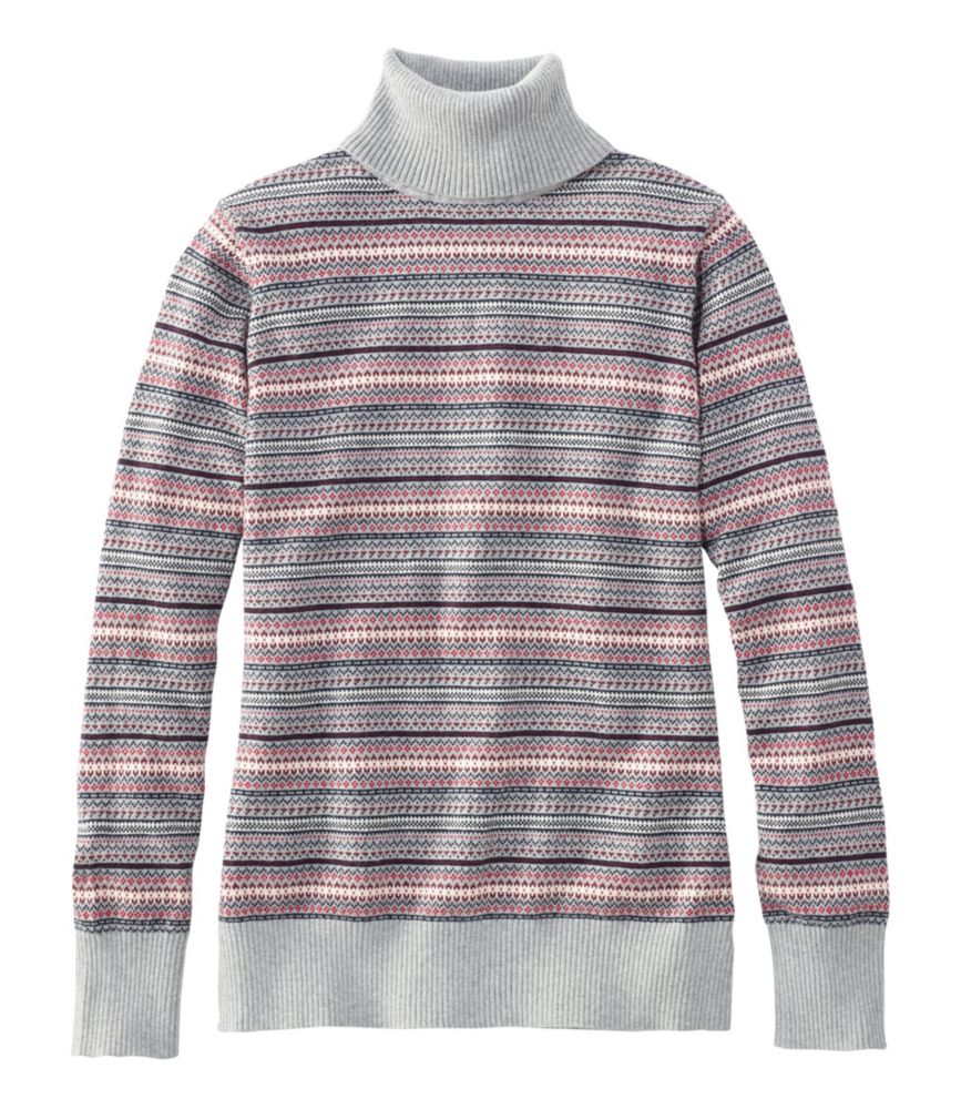Women's Cotton/Cashmere Sweater, Fair Isle Turtleneck