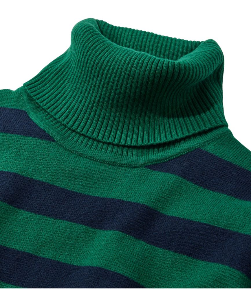 Women's Cotton/Cashmere Sweater, Turtleneck Stripe, Emerald Spruce/Classic Navy, small image number 4