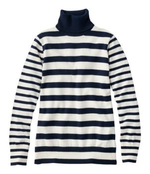Women's Cotton/Cashmere Sweater, Turtleneck Stripe