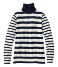 Women's Cotton/Cashmere Sweater, Turtleneck Stripe