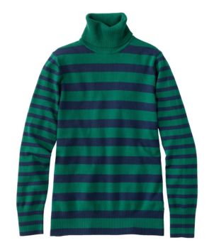 Women's Cotton/Cashmere Sweater, Turtleneck Stripe