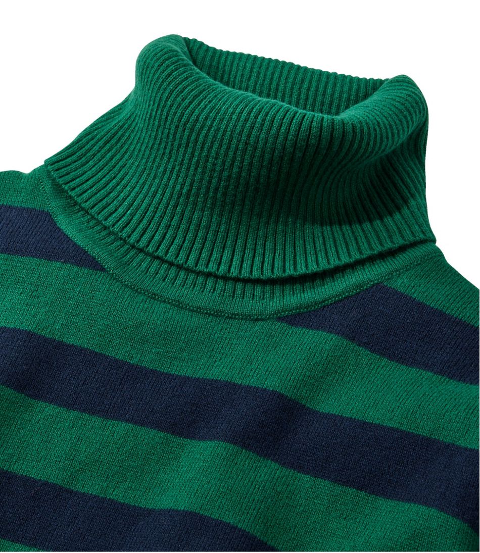 Women's Cotton/Cashmere Sweater, Turtleneck Stripe