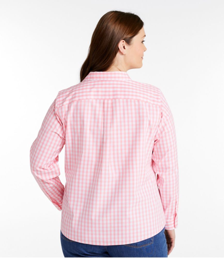 Women's Wrinkle-Free Pinpoint Oxford Shirt, Long-Sleeve Relaxed Fit Plaid, Alpine Blue, small image number 3