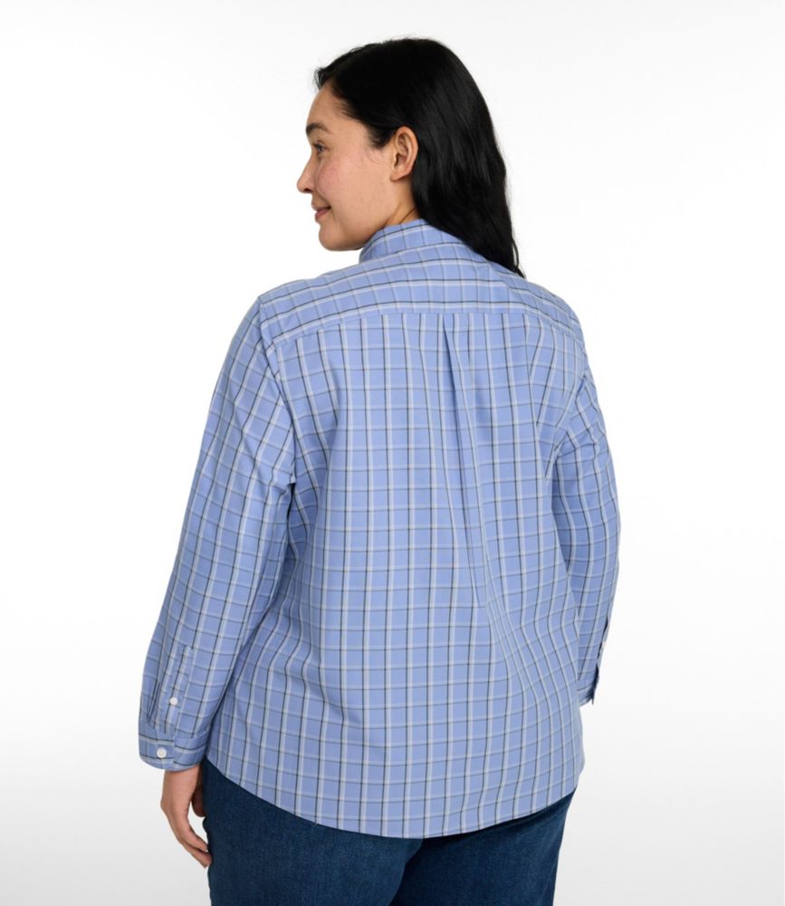 Women's Wrinkle-Free Pinpoint Oxford Shirt, Long-Sleeve Relaxed Fit Plaid
