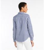 Women's Wrinkle-Free Pinpoint Oxford Shirt, Long-Sleeve Relaxed Fit Plaid