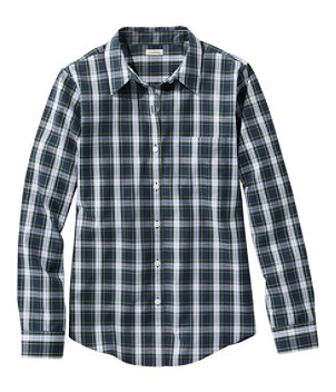 Women's Wrinkle-Free Pinpoint Oxford Shirt, Long-Sleeve Relaxed Fit Plaid
