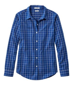 Women's Wrinkle-Free Pinpoint Oxford Shirt, Long-Sleeve Relaxed Fit Plaid