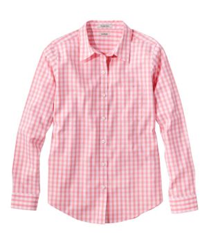 Women's Wrinkle-Free Pinpoint Oxford Shirt, Long-Sleeve Relaxed Fit Plaid