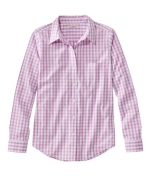 Women's Wrinkle-Free Pinpoint Oxford Shirt, Long-Sleeve Relaxed Fit Plaid