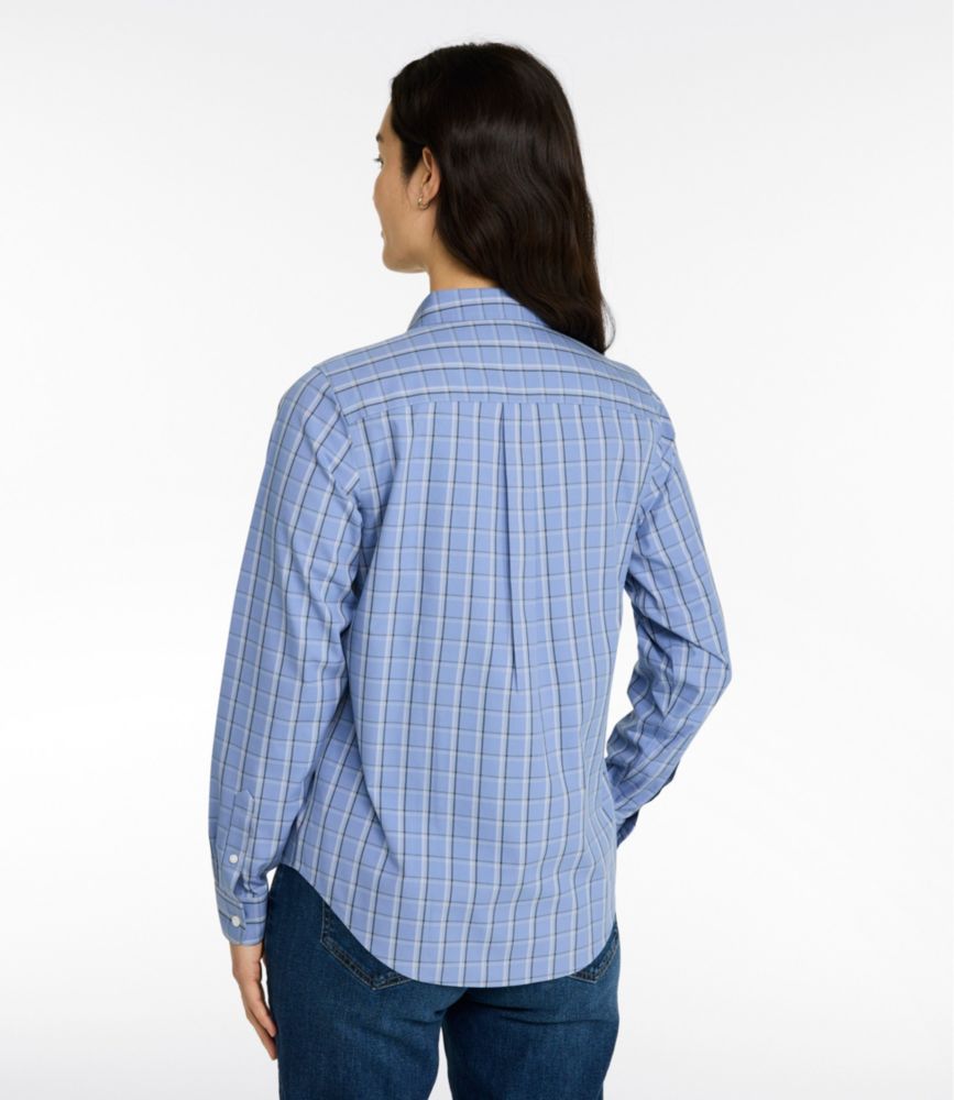 Women's Wrinkle-Free Pinpoint Oxford Shirt, Long-Sleeve Relaxed Fit Plaid