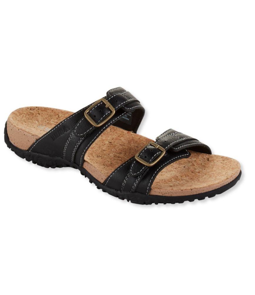 women's double buckle slide sandals