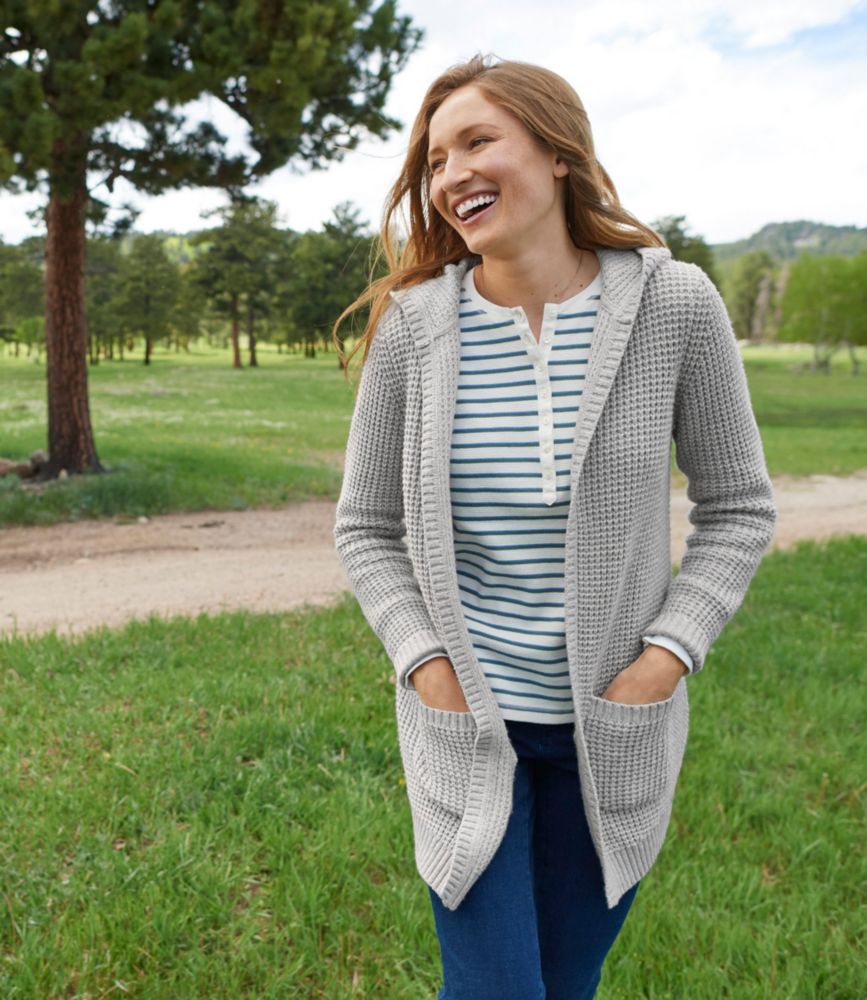 waffle knit cardigan sweater
