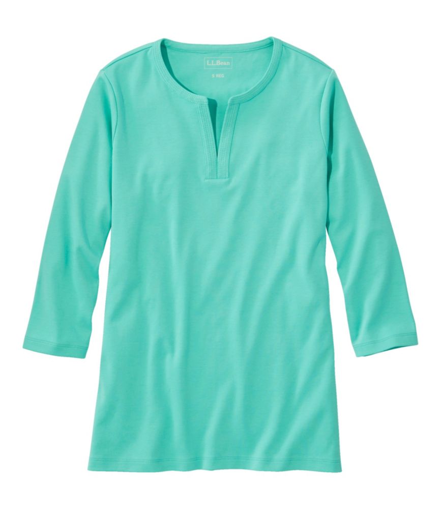 Women's L.L.Bean Tee, Three-Quarter-Sleeve Splitneck Tunic, Deep Aqua, small image number 1